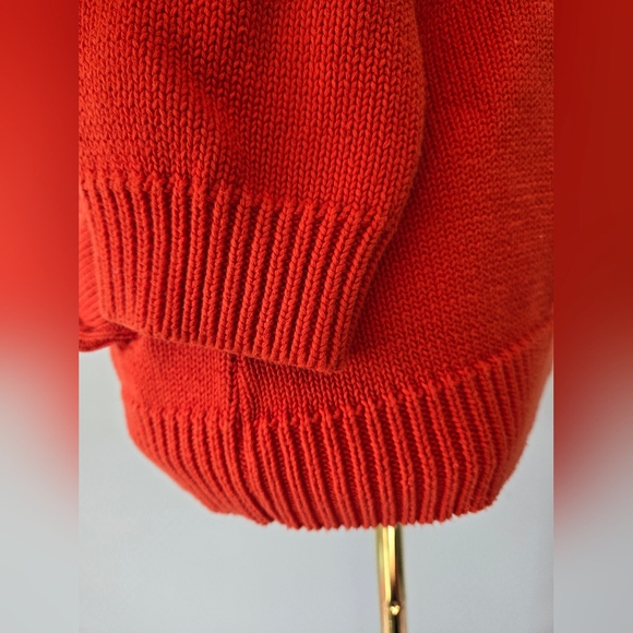 RALPH LAUTEN- Orange Knit Gold Buttoned Cardigan. Size Large - Picture 8 of 12